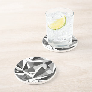 Posavasos Acuarela geométrica moderna abstracta en blanco y