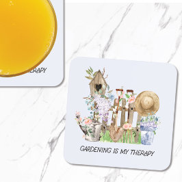 Posavasos Acuarela Herramientas de jardinería floral y presu