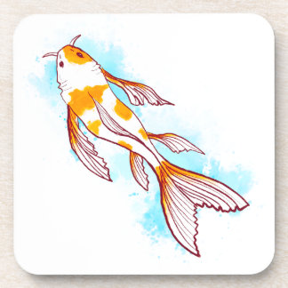 Posavasos Acuarela Koi Fish en Ilustracion blanco