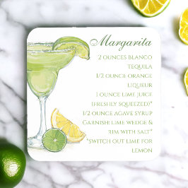 Posavasos Acuarela Margarita Cocktail Receta Acuarela