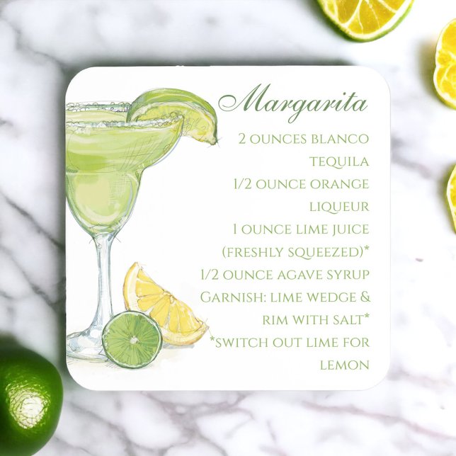 Posavasos Acuarela Margarita Cocktail Receta Acuarela (Subido por el creador)