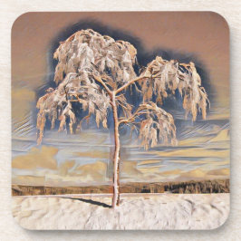 Posavasos Acuarela moderna de árboles nevados de colores