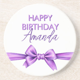 Posavasos Acuarela Morado Bow Coquette Sweet 16 Cumpleaños