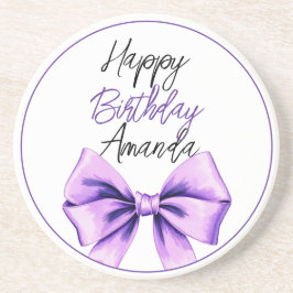 Posavasos Acuarela Morado Bow Dulce 16 Cumpleaños