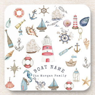 Posavasos Acuarela Nautical Elements Sailor