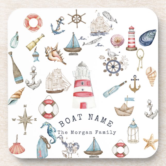 Posavasos Acuarela Nautical Elements Sailor (Frente)