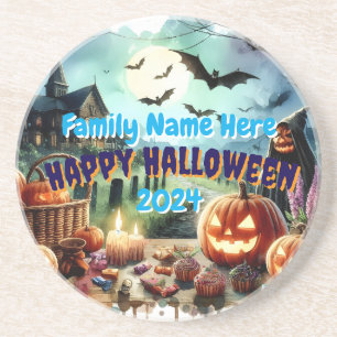 Posavasos Acuarela nocturna de Eerie Halloween