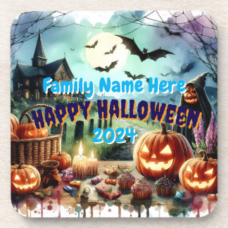 Posavasos Acuarela nocturna de Eerie Halloween