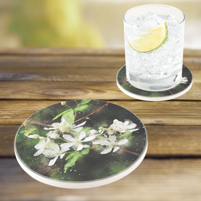 Posavasos Acuarela simple de flores blancas (Subido por el creador)