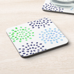 Posavasos Acuarela Verde Azul Marino Azul Claro Flor