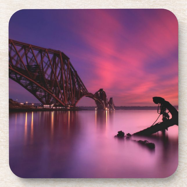 Posavasos Adelante puente del carril en la puesta del sol el (Frente)