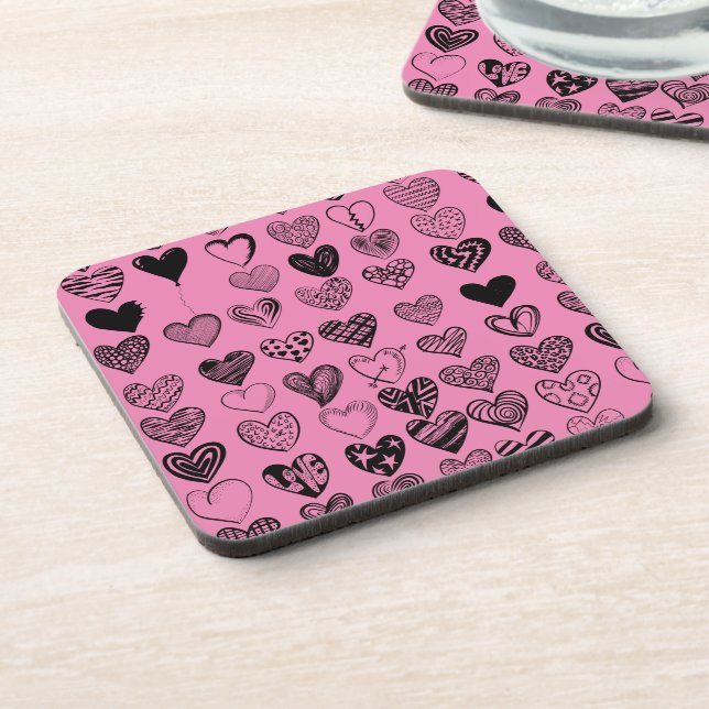 Posavasos Adorable Black Heart Scribble Drawing Bebe Coa (Lado Izquierdo)