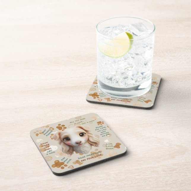 Posavasos Adorable Chibi Borzoi Puppy Face Coaster (Lado Derecho)