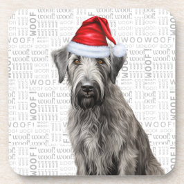 Posavasos Adorable Christmas Wolfhound Dog Woof Word Art
