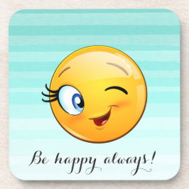 Posavasos Adorable Emoji Winking Face-Be feliz siempre