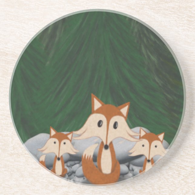 Posavasos Adorable familia Fox (Frente)
