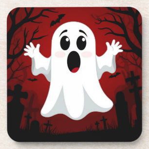 Posavasos Adorable Fantasma de Dibujos Animados en Halloween