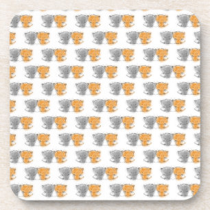 Posavasos Adorable Fluffy Kittens Illustration Cat Art