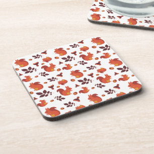 Posavasos Adorable patrón de ardilla del bosque otoñal