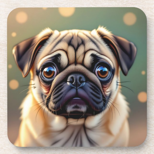 Posavasos Adorable Pug Close up | Cute Dog  (Frente)