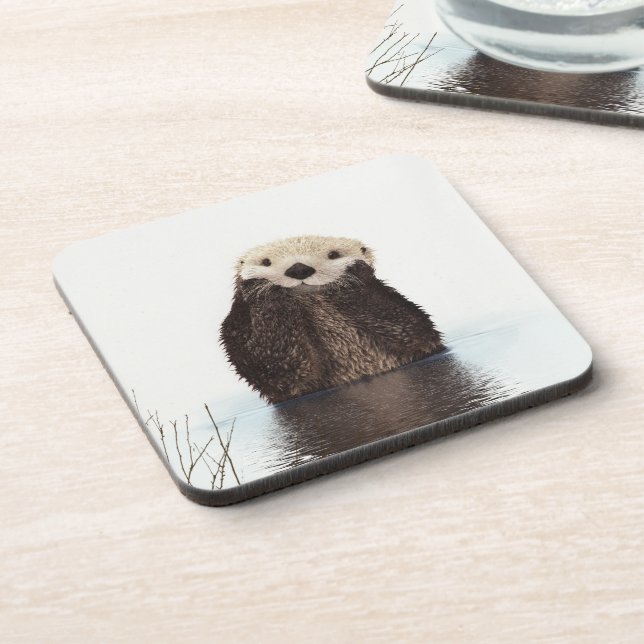 Posavasos Adorable sonriente en el lago (Lado Izquierdo)