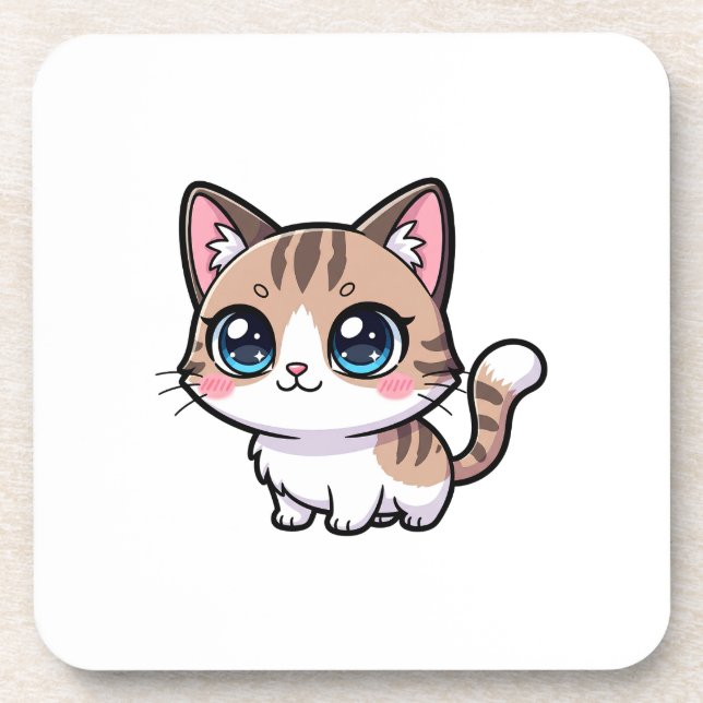 Posavasos Adorable Tabby Cartoon Cat (Frente)