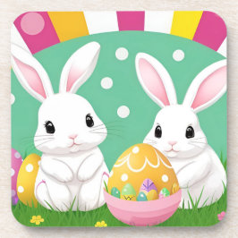 Posavasos Adorables conejillos de Pascua con huevos decorati