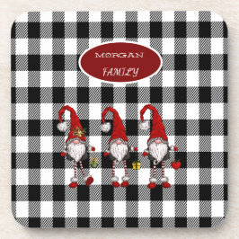 Posavasos Adorables gnomo lindos Búfalo Plaid