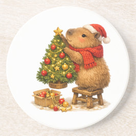 Posavasos Adorno de Capybara de Navidad en el Árbol