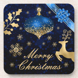 Posavasos Adorno de Navidad con purpurina azul y dorado y ci