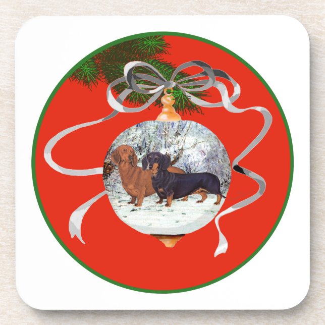 Posavasos Adorno de Navidad de Dachshunds (Frente)