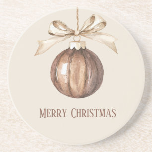 Posavasos Adorno de Navidad Marrón con Lazo Crema