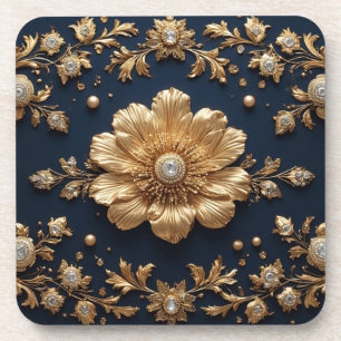 Posavasos Adorno Floral Dorado