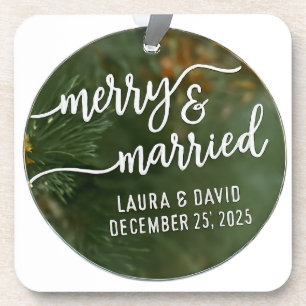 Posavasos Adorno navideño elegante “Alegre y casada”