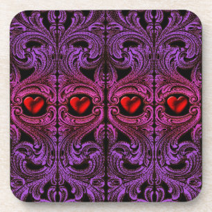 Posavasos Adorno púrpura gótico con corazón