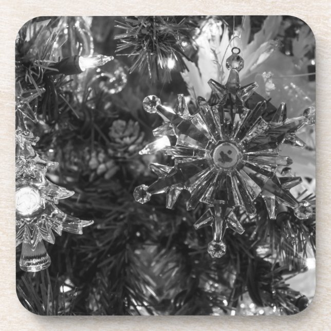 Posavasos Adornos Navideños Escala de Grises (Frente)