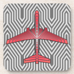 Posavasos Aeroplano del art déco, naranja coralino y gris