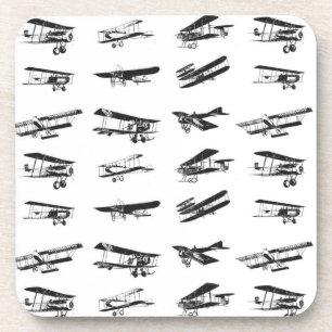 Posavasos Aeroplanos viejos en blanco y negro, aviones del