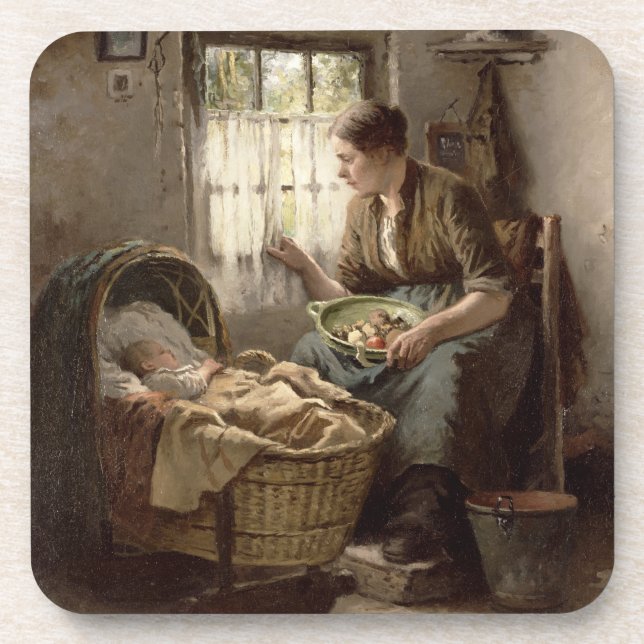 Posavasos Afecto maternal (aceite en lona) (Frente)