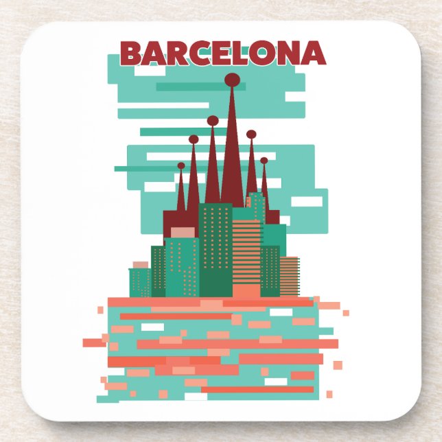 Posavasos Afiche de Barcelona retro Travel (Frente)