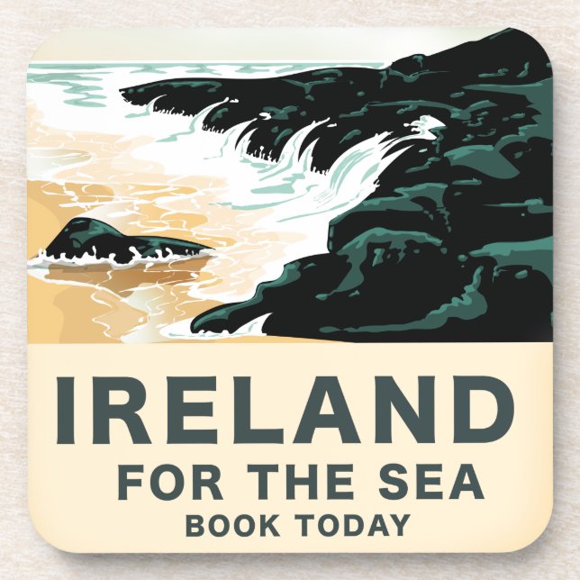 Posavasos Afiche de Irlanda "Por el mar" (Frente)