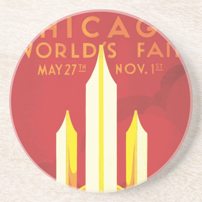 Posavasos Afiche de la Feria del Mundo de Chicago (Frente)