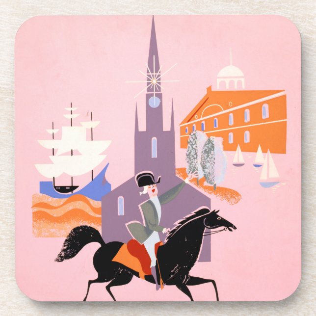 Posavasos Afiche De Viajes De Allegheny Airlines A Boston (Frente)