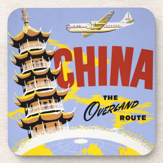 Posavasos Afiche De Viajes Para Northwest Orient Airlines (Frente)