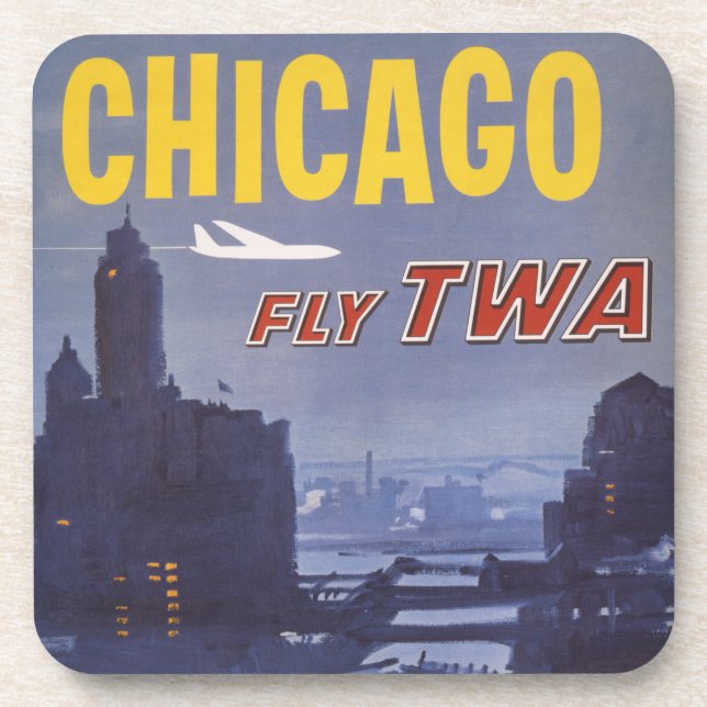 Posavasos Afiche De Viajes Para Vuelos De Trans World Airlin (Frente)