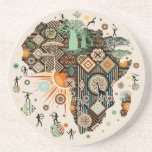 Posavasos Africa Map Decorative Tribal Elements Pattern<br><div class="desc">Africa Map Decorated with warm Colors Pattern Design,  Savanna wild nature,  baobabs,  sunshine and Tribal Elements. Original Vector  Art Design Copyright BluedarkArt TheChameleonArt.</div>