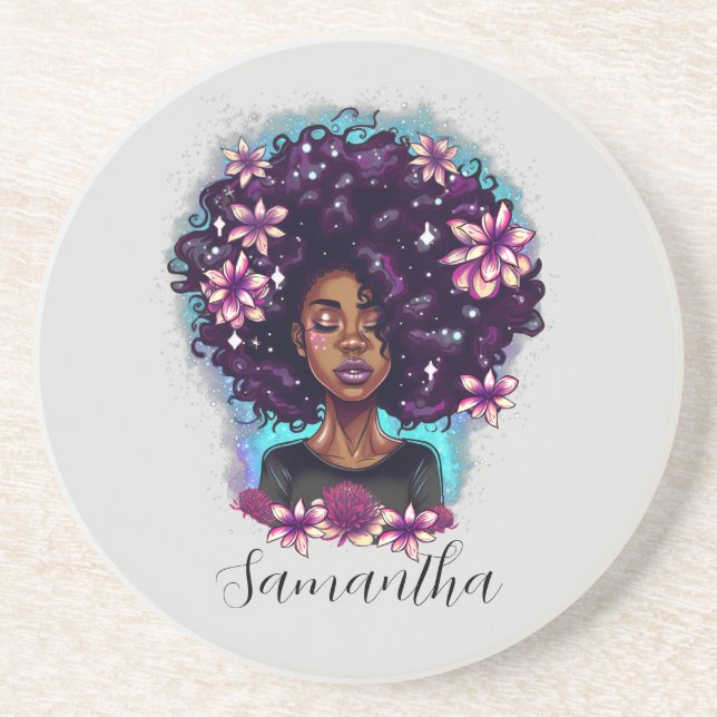 Posavasos Afromujer floral esparkling (Frente)