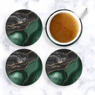 Posavasos Agante de oro negro verde esmeralda