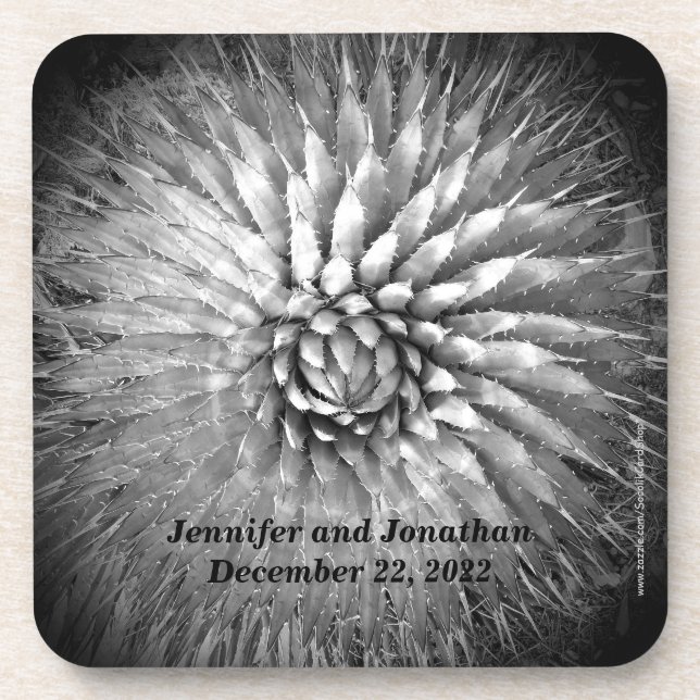 Posavasos Agave Spikes Nombre Personalizado B&W Set de 6 (Frente)