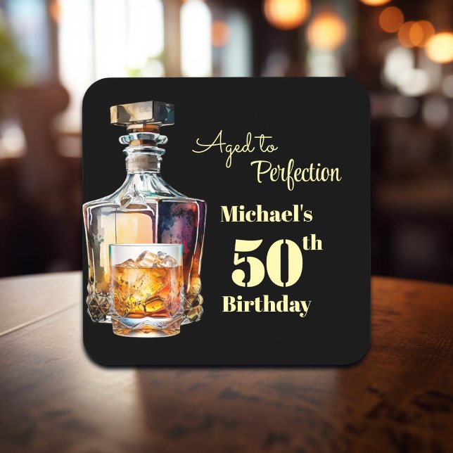 Posavasos Aged to Perfection Men's 50th Whiskey Birthday  (Subido por el creador)